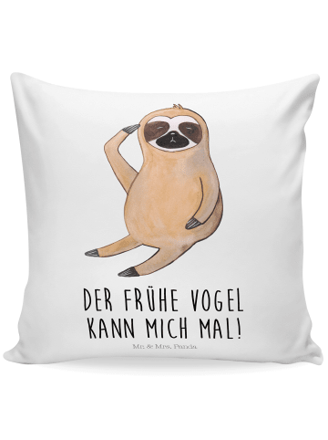 Mr. & Mrs. Panda Kissen 40x40 Faultier Vogel mit Spruch in Weiß