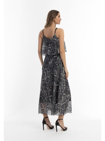 faina Damen Maxikleid Mit Schlangenprint in Schwarz Schlange