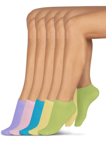 normani 15 Paar Sneakersocken American in Türkis/Gelb/Grün/Lila/Rosa
