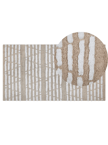 Beliani Kurzflor AHIRLI in Beige/Weiß - (W) 120 x (H) 1 x (L) 180 cm