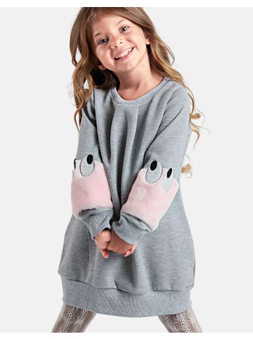Denokids Kleid Fluffy mit Plüschärmeln Fluffy in grey melange