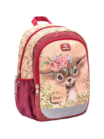 Belmil Kindergartenrucksack "Kiddy Plus Animal Forest Bambi" in Weinrot - H 33 cm L 23 cm T 13 cm