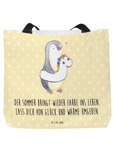 Mr. & Mrs. Panda Tote Bag Sommerfarben mit Spruch in Gelb Pastell