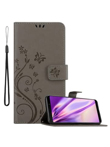 cadorabo Hülle für Samsung Galaxy A9 2018 Blumen Design in FLORAL GRAU