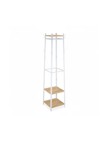 relaxdays Garderobenständer in Weiß/ Natur - (B)43 x (H)181 x (T)43 cm