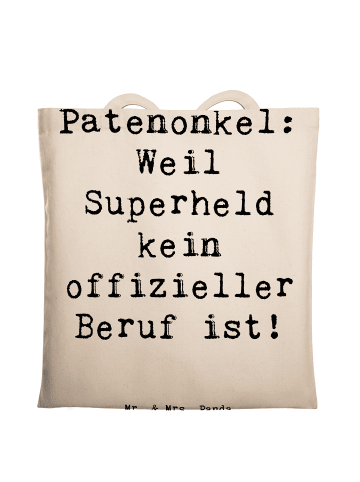 Mr. & Mrs. Panda Tragetasche Patenonkel Superheld mit Spruch in Creme