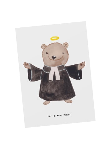 Mr. & Mrs. Panda Postkarte Religionslehrer Herz ohne Spruch in Weiß