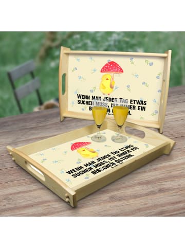 Mr. & Mrs. Panda Holztablett Küken Fliegenpilz mit Spruch in Blumig