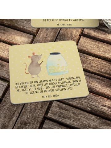 Mr. & Mrs. Panda Tassenuntersetzer Maus Sterne mit Spruch in Gelb Pastell