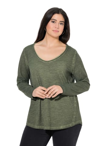 Ulla Popken Langarmshirt in olivgrau