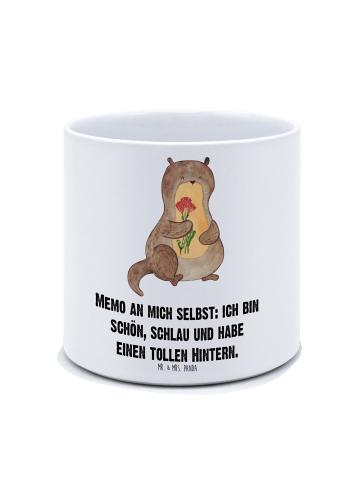 Mr. & Mrs. Panda Pflanzkübel Otter Blumenstrauß mit Spruch in Weiß