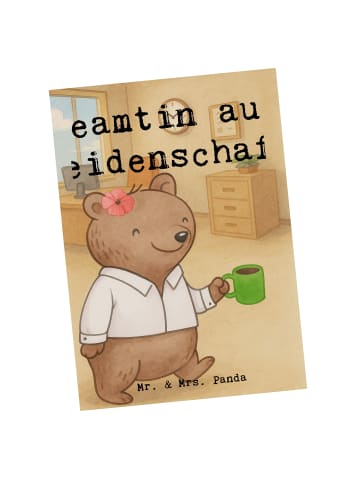 Mr. & Mrs. Panda Postkarte Beamtin Leidenschaft Design mit Spruch in Weiß