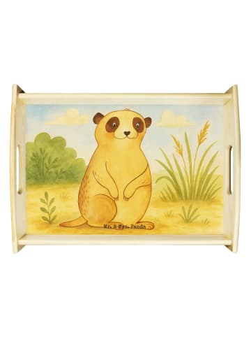 Mr. & Mrs. Panda Holztablett Erdmännchen Design ohne Spruch in Weiß