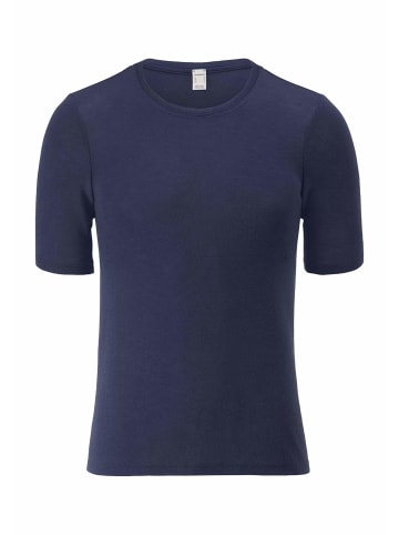 Hessnatur Hessnatur T-Shirt PURE FUNCTION aus Bio-Merinowolle und Seide in graphitblau