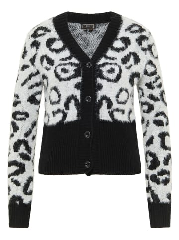 faina Damen Strickjacke in Wollweiss Schwarz