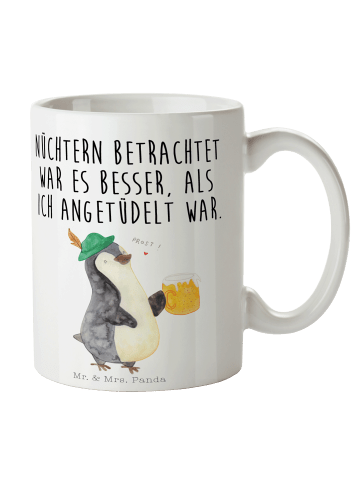 Mr. & Mrs. Panda Tasse Pinguin Bier mit Spruch in Weiß