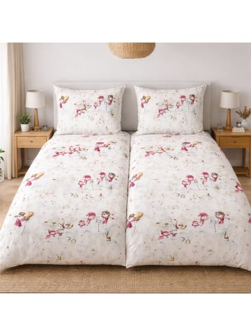 Traumschloss Premium Flanell Bettwäsche - Schneemänner, Winter in weiß