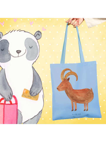 Mr. & Mrs. Panda Shopping Tasche Sternzeichen Steinbock ohne Spruch in Sky Blue