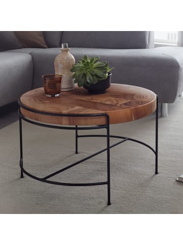 KADIMA DESIGN Couchtisch 62x40x62 cm Sofatisch Akazie Massivholz / Metall,