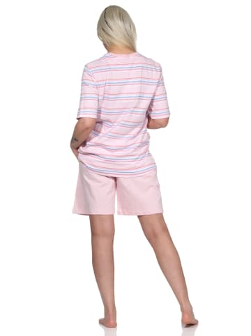 NORMANN Schlafanzug kurzarm Pyjama Shorty Streifen - 72902 in rosa