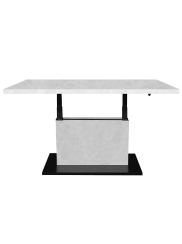 58 aufm Kessel COUCHTISCH Höhenverstellbar Else 4 120x49x70 Holz Keramikoptik Weiß