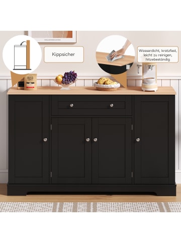 ABRIHOME Multifunktions Sideboard 138 cm mit Stauraum & Kippschutz in Schwarz