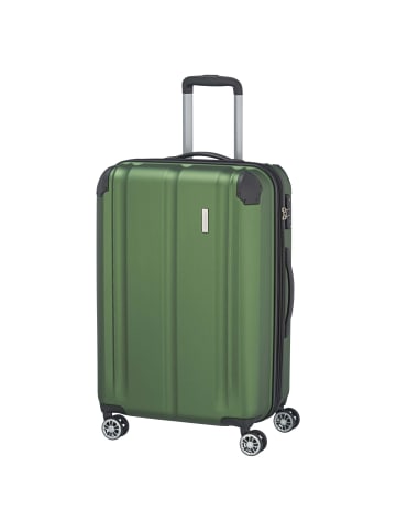 travelite City - 4-Rollen-Trolley erw. M 68 cm (anthrazit) in grün