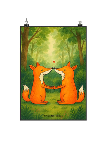 Mr. & Mrs. Panda Poster Füchse Liebe Design ohne Spruch in Weiß