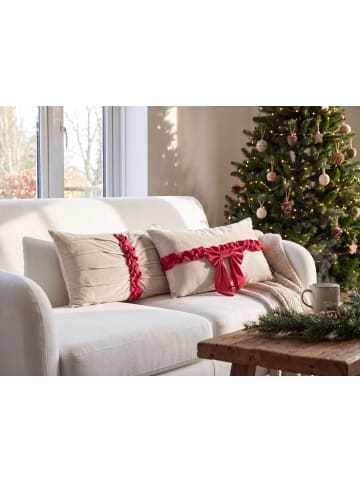 Beliani 2er-Set Dekokissen BELLE in Beige/Rot