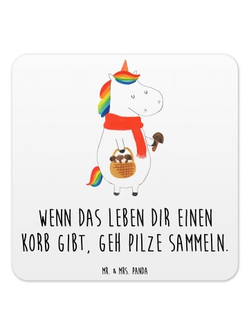 Mr. & Mrs. Panda Untersetzer für Gläser Einhorn Pilz mit Spruch in Weiß