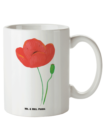 Mr. & Mrs. Panda Kaffeetasse Blume Mohnblume ohne Spruch in Weiß