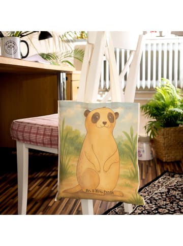 Mr. & Mrs. Panda Shopper-Tasche Erdmännchen Design ohne Spruch in Weiß