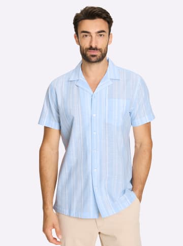WITT WEIDEN Kurzarm-Hemd in hellblau-weiß-gestreift