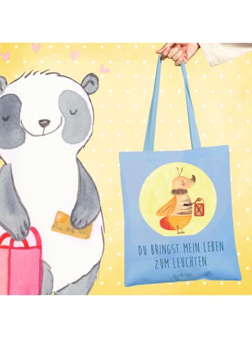 Mr. & Mrs. Panda tote bag Glühwürmchen mit Spruch in Sky Blue