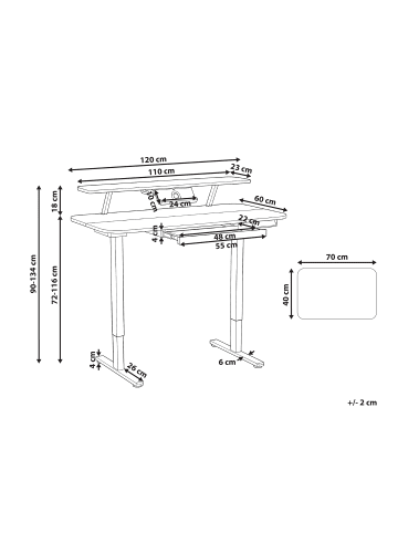 Beliani Höhenverstellbarer Schreibtisch WILBANKS in Braun/Weiß
