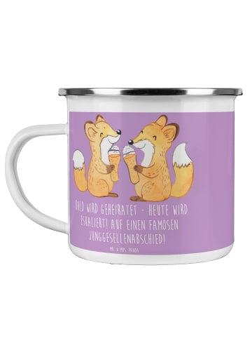 Mr. & Mrs. Panda Emaille Tasse Junggesellenabschied Eskalation m... in Lavendeltraum