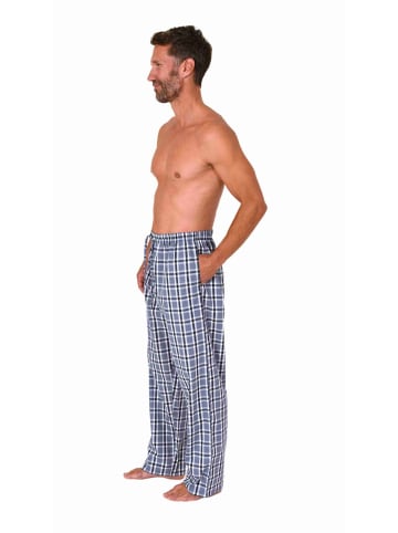 NORMANN Schlafanzug Pyjama Hose lang kariert Baumwolle - 79839 in grau