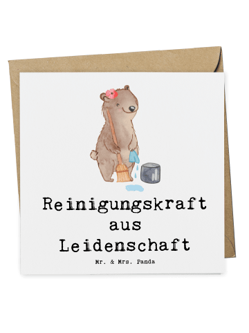 Mr. & Mrs. Panda Grußkarte Reinigungskraft Leidenschaft mit Spruch in Weiß