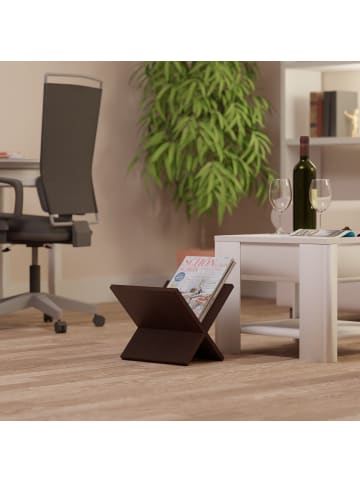 relaxdays Zeitungsständer in Dunkelbraun - (B)32 x (H)25,5 x (T)29 cm