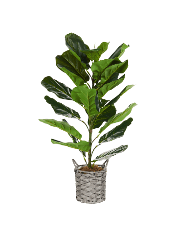 Beliani Kunstpflanze FIDDLE LEAF TREE in Grün/Schwarz - (W) 47 x (H) 72 x (L) 47 cm
