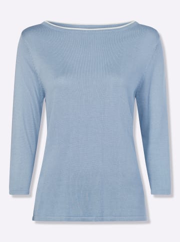 Sieh an! 3/4 Arm-Pullover in eisblau-weiß