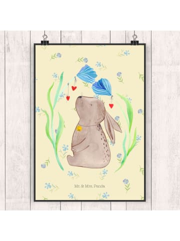 Mr. & Mrs. Panda Wandposter Hase Blume ohne Spruch in Blumig