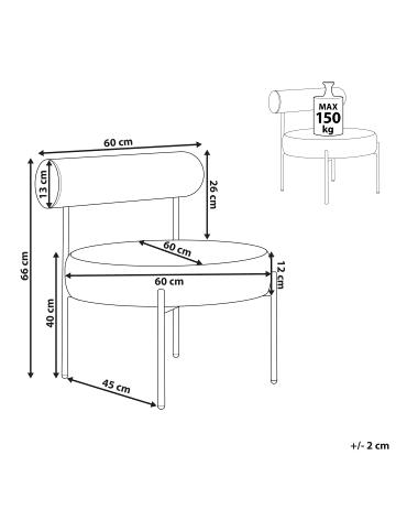 Beliani Sessel ALPHA in Weiß/Schwarz - (W) 60 x (H) 66 x (L) 60 cm