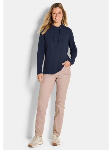 GOLDNER Sweatshirt Langarm Viskose-Pullover, Stehbund in marine