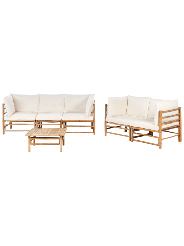 Beliani 6-tlg Sitzgruppe CERRETO in Braun/Weiß