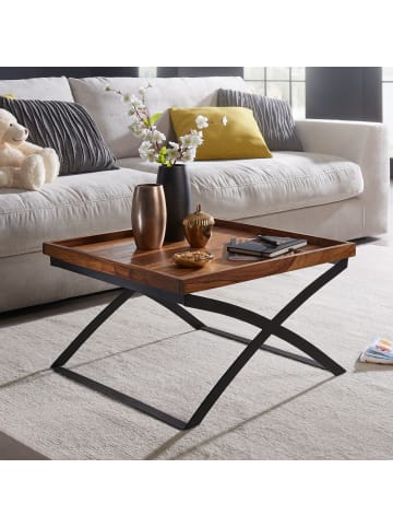 KADIMA DESIGN Couchtisch | Sheesham/Metall, 63x39x63cm, Industrial