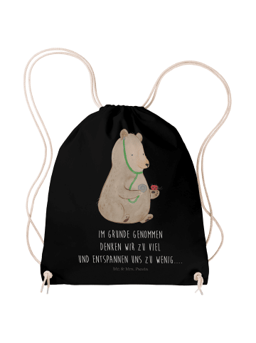 Mr. & Mrs. Panda Jutebeutel Bär Arzt mit Spruch in Schwarz