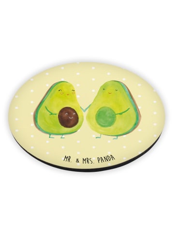 Mr. & Mrs. Panda Rund Magnet Avocado Pärchen ohne Spruch in Gelb Pastell