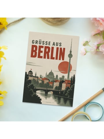 Ansichtskarte Stadt minimalistisch Design mit S... in Weiß