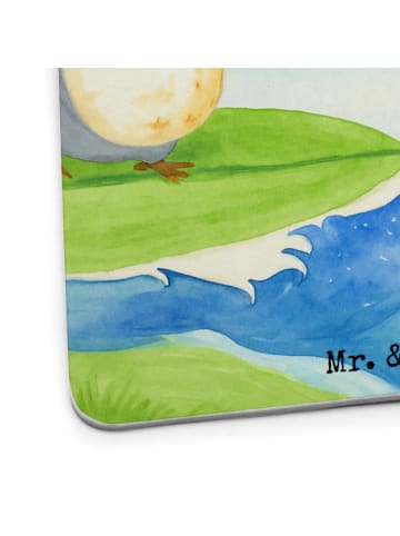 Mr. & Mrs. Panda Tischuntersetzer Pinguin Surfer Design mit Spruch in Weiß